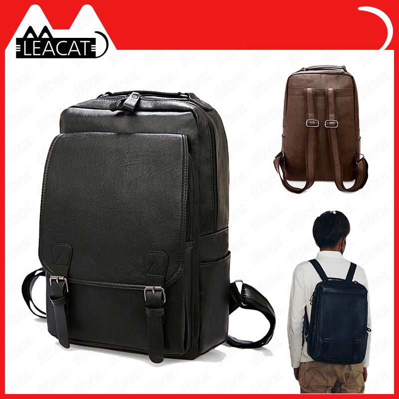 Laptop Backpack PU Leather Waterproof Business backpack fit 15.6inch laptop Large Capacity Travel Bag for Men