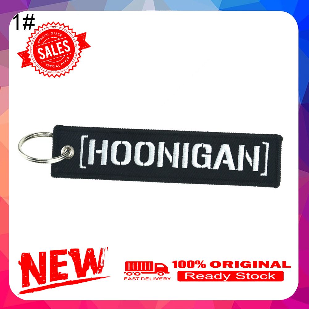 HOONIGAN Print Embroidery Tag Keychain Key Ring Holder Phone Bag Pendant Charm