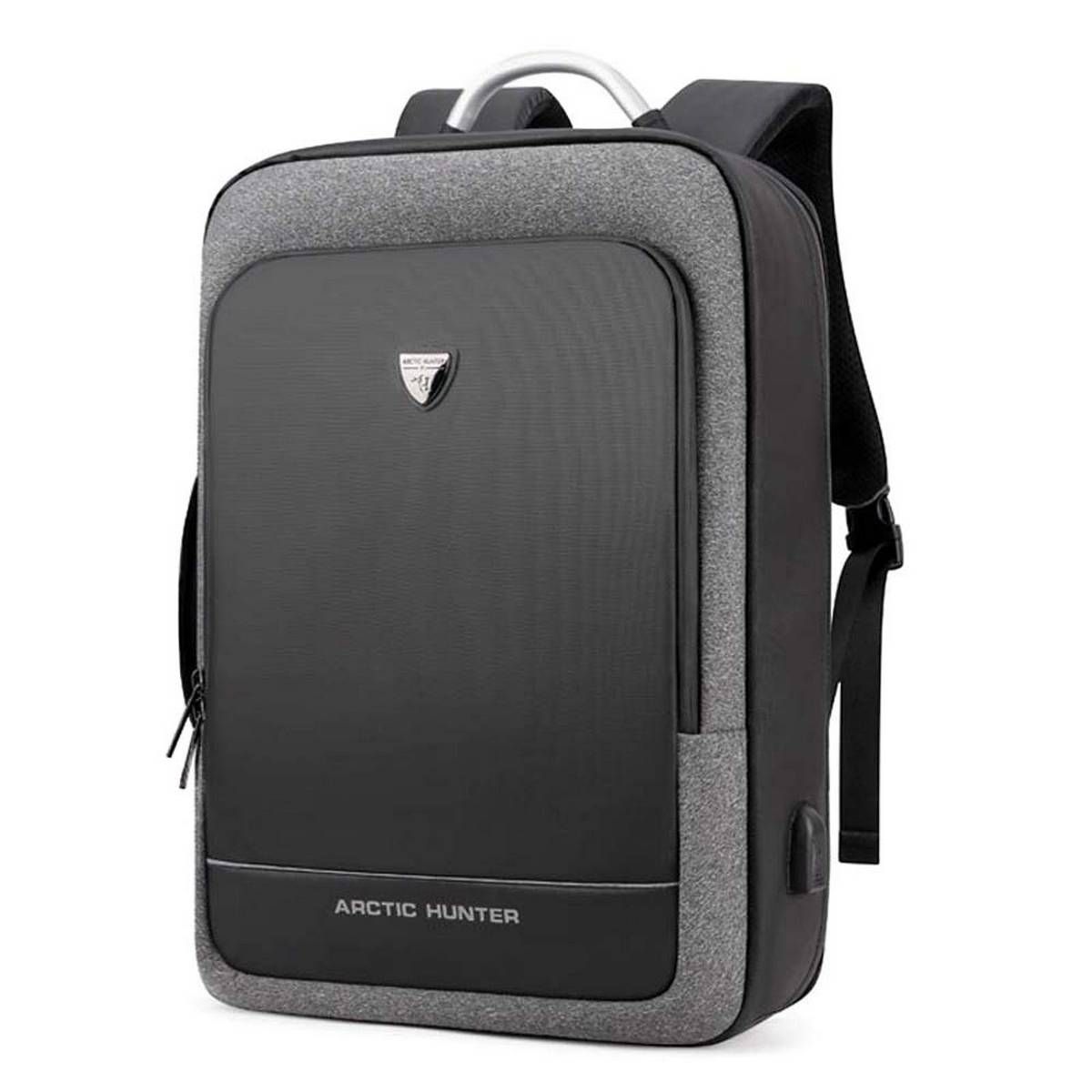 Arctic Hunter Multifunctional Business Water Resistant Polyester Travel Bag 34 litres Unisex Laptop Backpack with USB Charging fits 15.6 inch laptops (Grey)