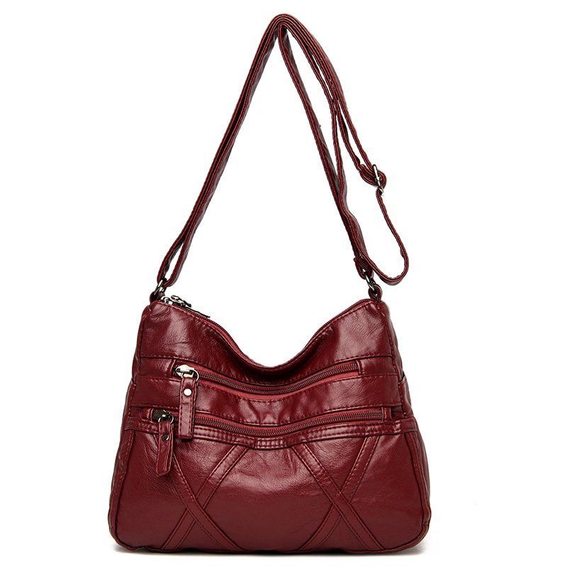 Women's Soft Leather Shoulder Bags Multi-Layer Classic Crossbody Bag Luxury Designer Handbag and Purse((20cm