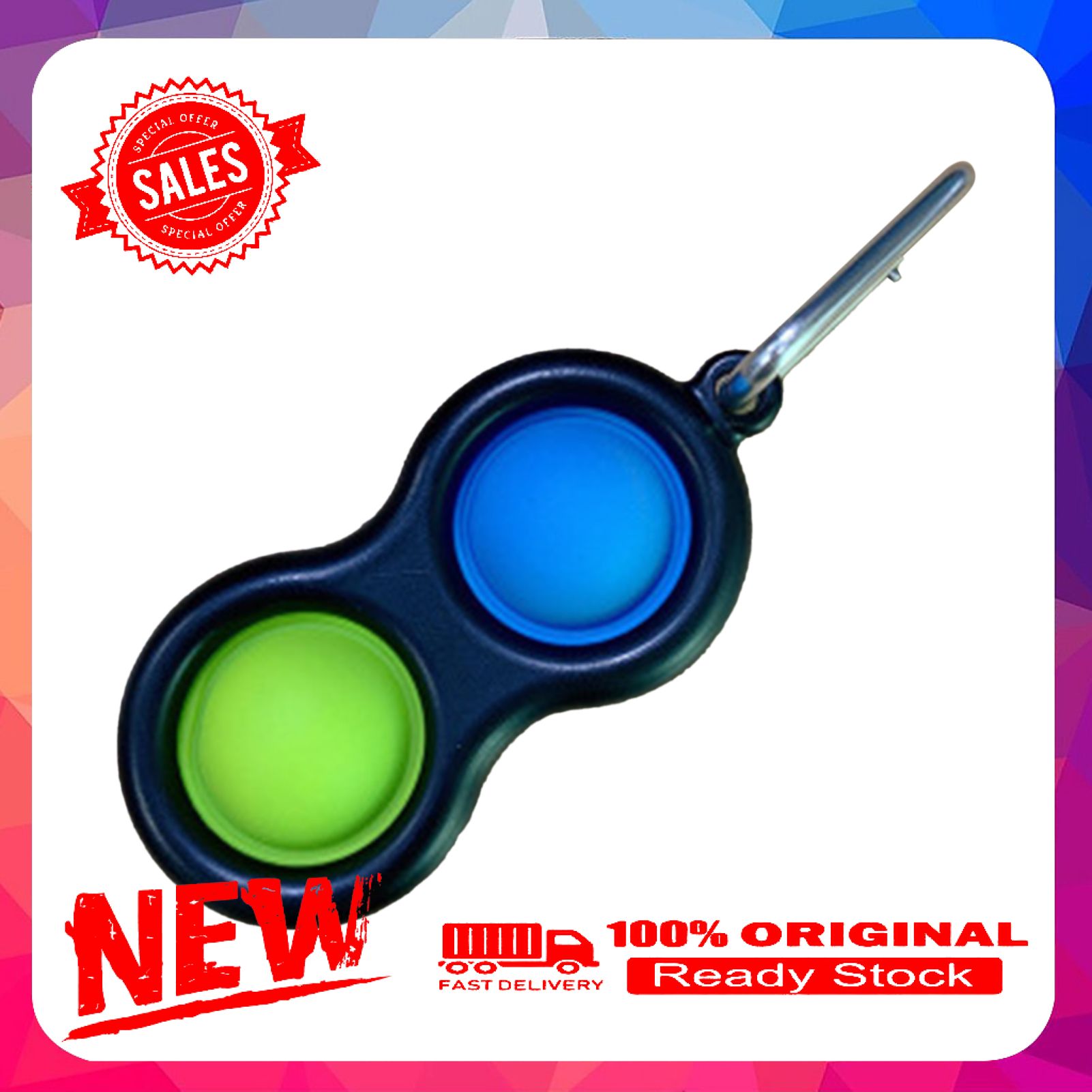 Key Ring Joyful Intellectual Effective Push Pop Bubble Sensory Keychain for Outdoor