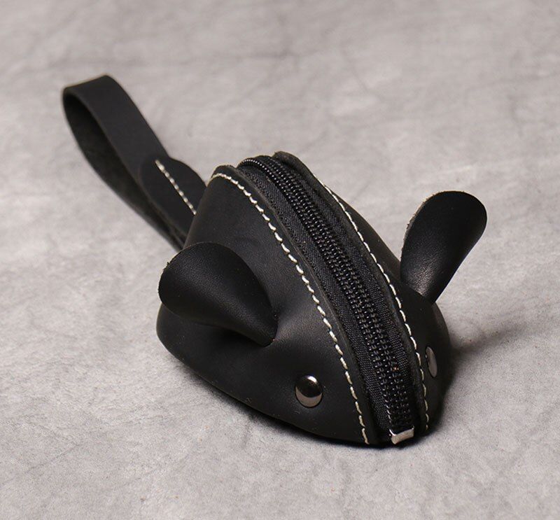 Vintage Mini Coin Purse  Leather Small Wallet Men Women Brown Fashion Cute Mouse Storage Bag Trend Zipper Pocket NUPUGOO