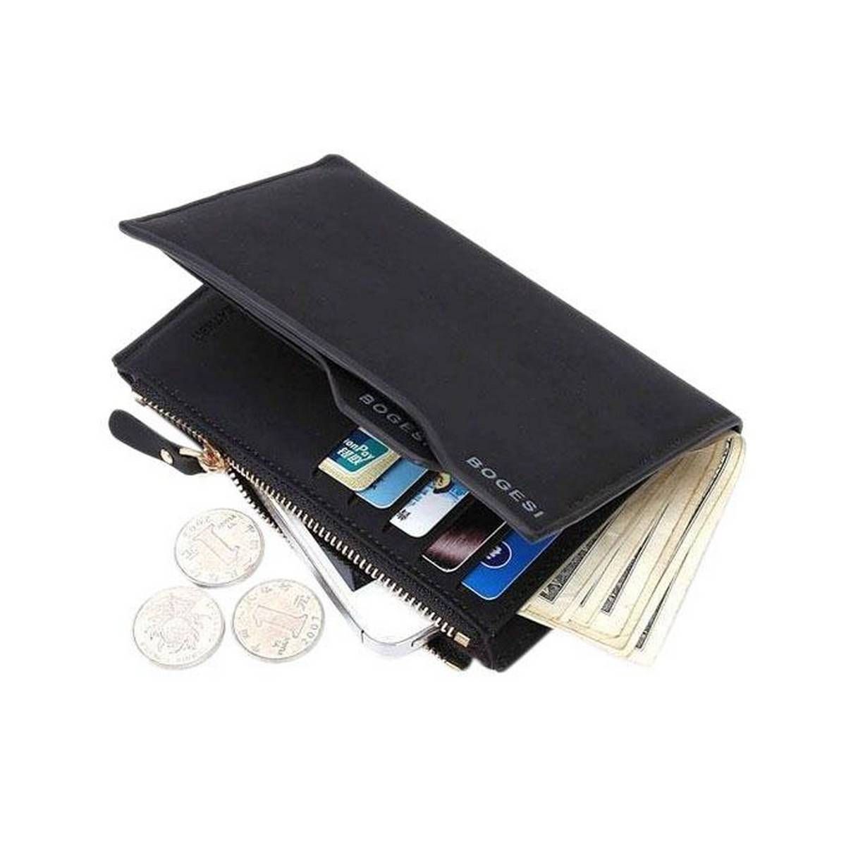 Bogesi Leather Medium Shape  Wallet For Men - Black