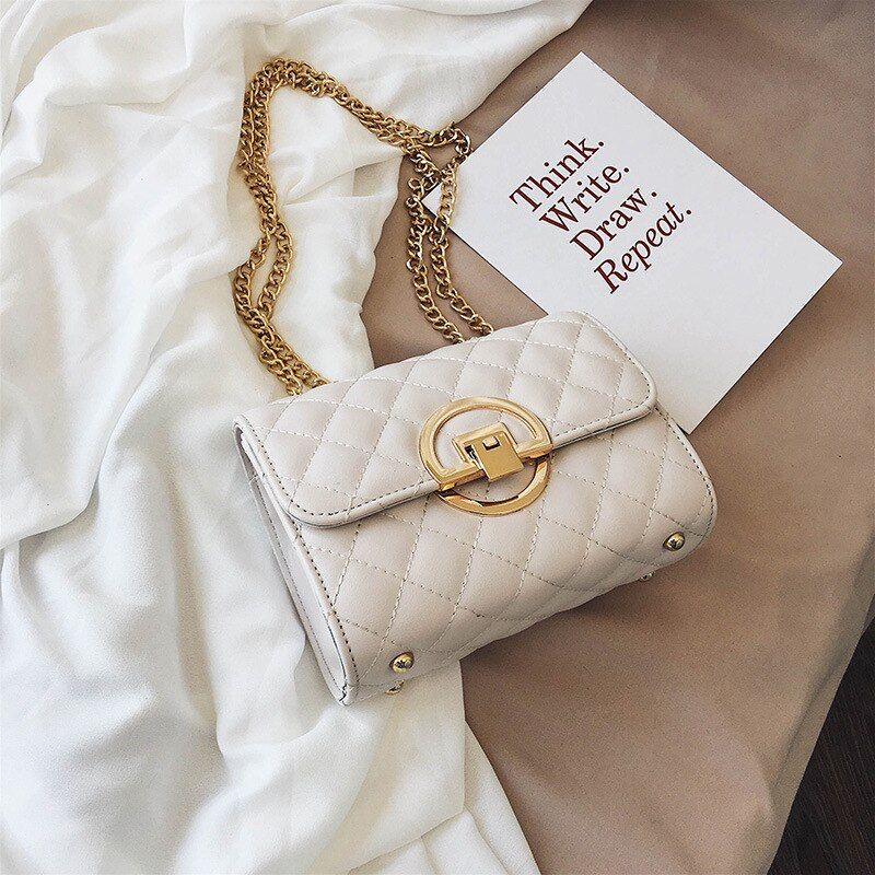 Women PU Leather Flap Crossbody Bags Fashion Small Chain Shoulder Messenger Bag Damiond Lattice Handbags Lady Casual Tote Bags