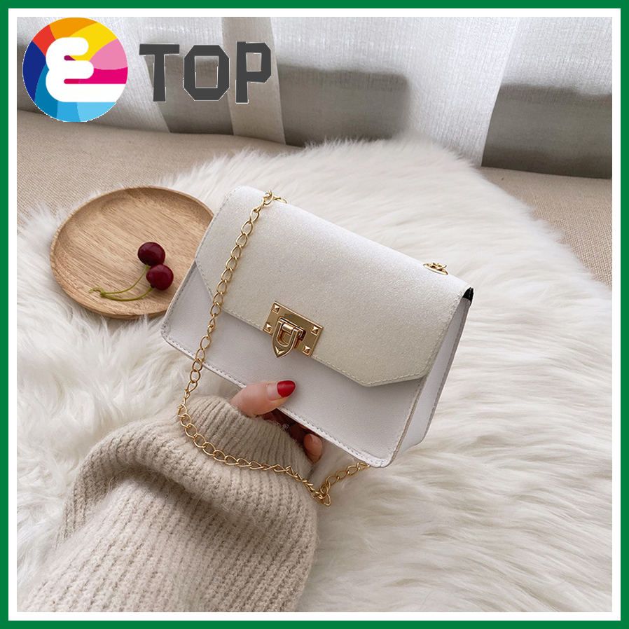 Women's bag summer Korean version of frosted sequins lock chain small square bag shoulder bag