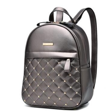 UOSC Women Small Leather Backpack Rivet Bagpack Daily Cute Black Backpack for Teenager Girls Schoolbag Casual Travel Daypack