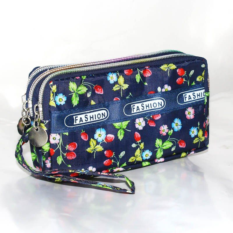 Women Wallet Canvas Fabric Zipper Lady Purses Moneybags Floral Dot Coin Purse Clutch Wristlet Handbag Girl Wallets Burse