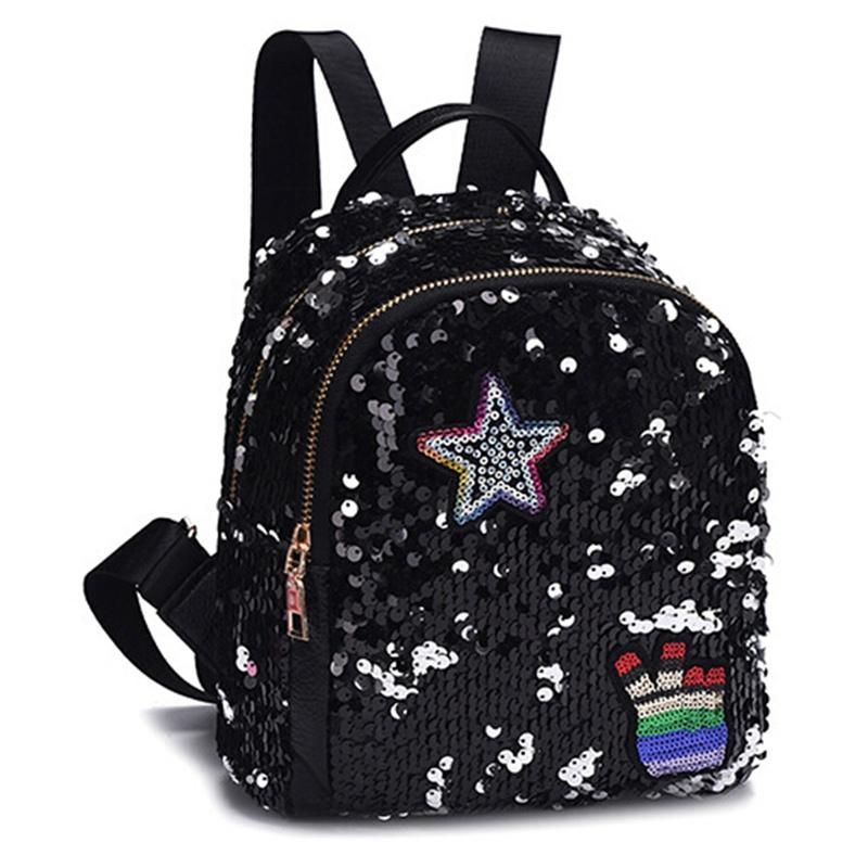 Newest New Mini Shining Sequins Backpack Teen Girls Mini Travel Shoulder Bag Children Female Casual Lovely Fine Pointed Star Bling Sequins Small Bag