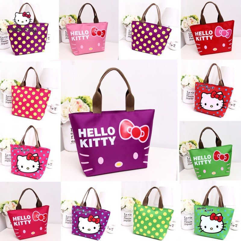 HELLO KITTY Cartoon Cute Lunch Girl Child Elephant Insulation Warm Lunch Box Tote Food Picnic Milk Bottle Storage Lunch Insulation Hand Picnic Lunch Insulation Hand Ladies handbag