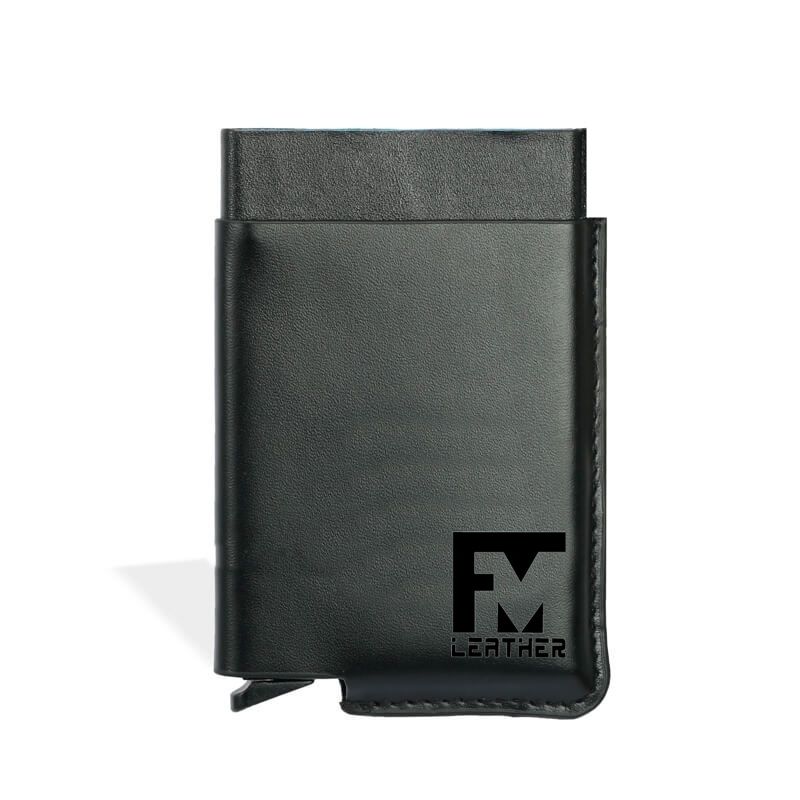 Leather Cover with Pop Up Aluminium Credit/Debit Card Holder