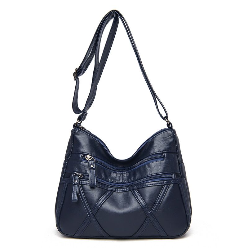 New Casual Ladies Shoulder Bag Sewing Thread Fashion Purses and Handbags Small Pu Leather Crossbody Bags For Women New(25cm x 11cm x 19cm,)