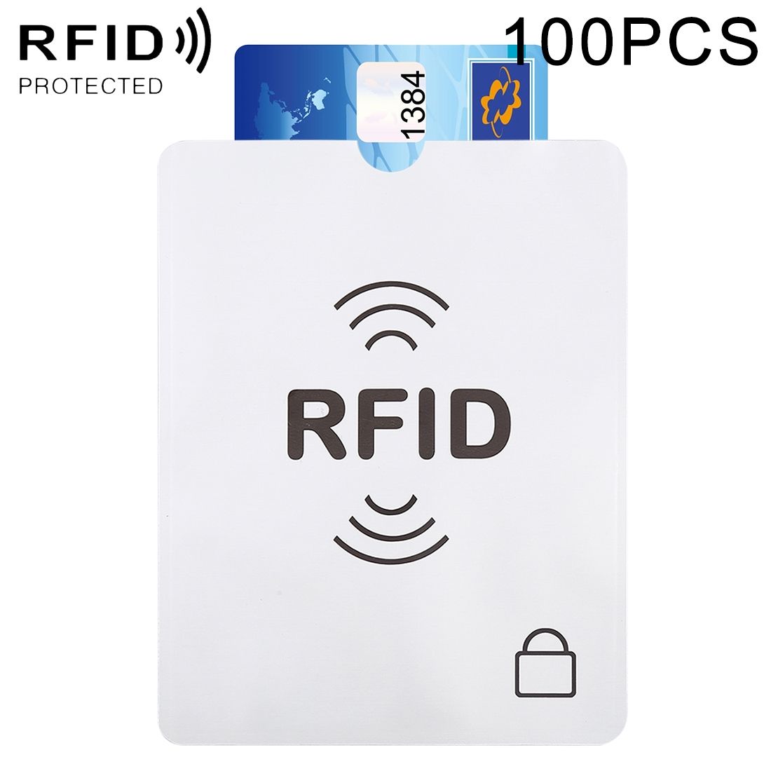 100 PCS Aluminum Foil Anti Theft RFID Blocking Sleeve Passport Passbook Protector
