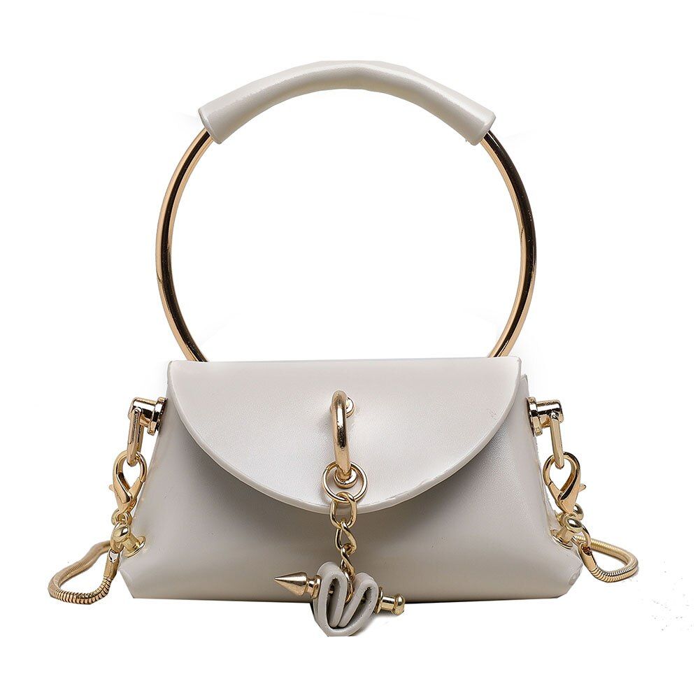 PU Leather Women Mini Tote Elegant Chain Shoulder Messenger Hands Top-handle Tote Messenger Hands Purse Ladies handbag