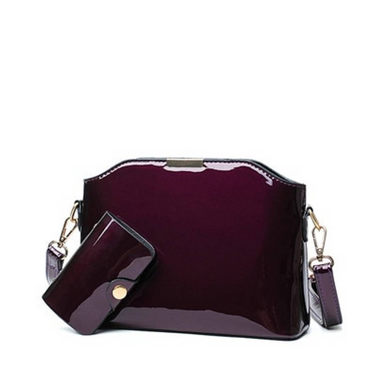 Blue Black Red Sequin Patent Leather Women Handbag Set Shell Bag Vintage Crossbody Women Messenger Bags Small Shoulder Bag Purse