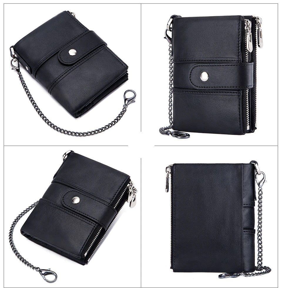 KAVIS Rfid Wallet Men Crazy Horse Wallets Coin Purse Short Male Money Bag Quality Designer Mini Wallets Small