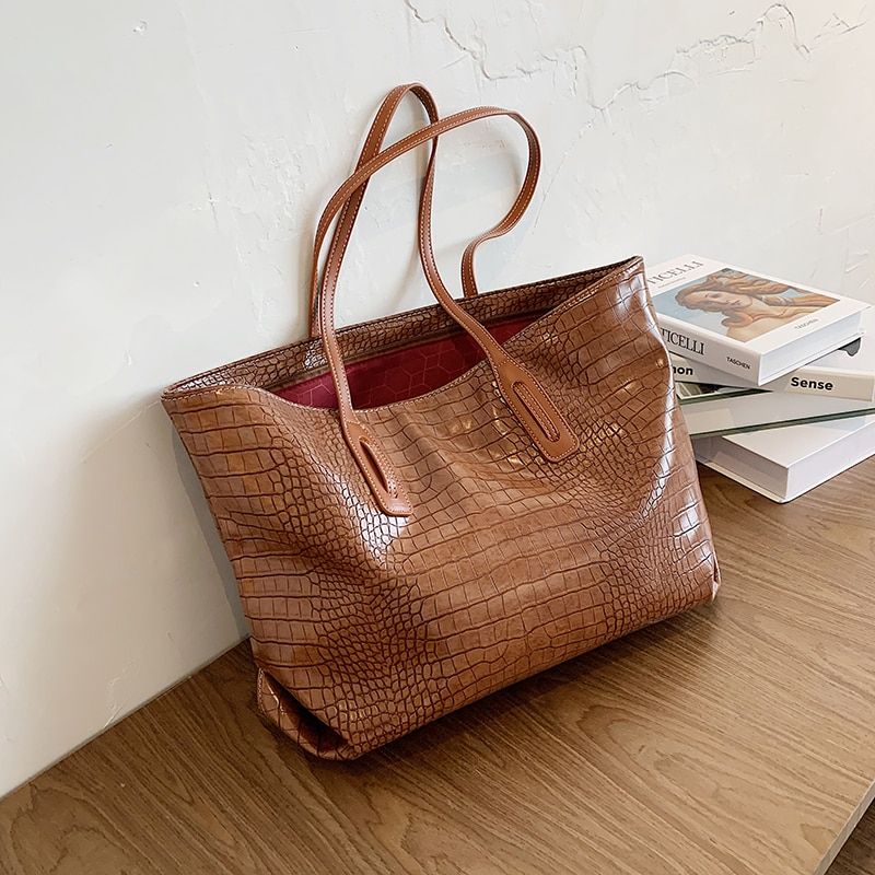 Stone Pattern High Capacity PU Leather Shoulder Bags For Women 2021 Elegant Handbags Female Travel Totes Lady Fashion Hand Bag