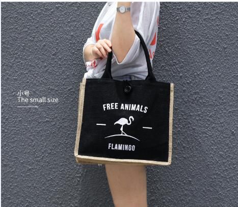 Summer Flamingo Owl Linen Luxury Tote Large Capacity Female Casual Shoulder Hand For Women Fresh Beach Shopping Ladies handbag