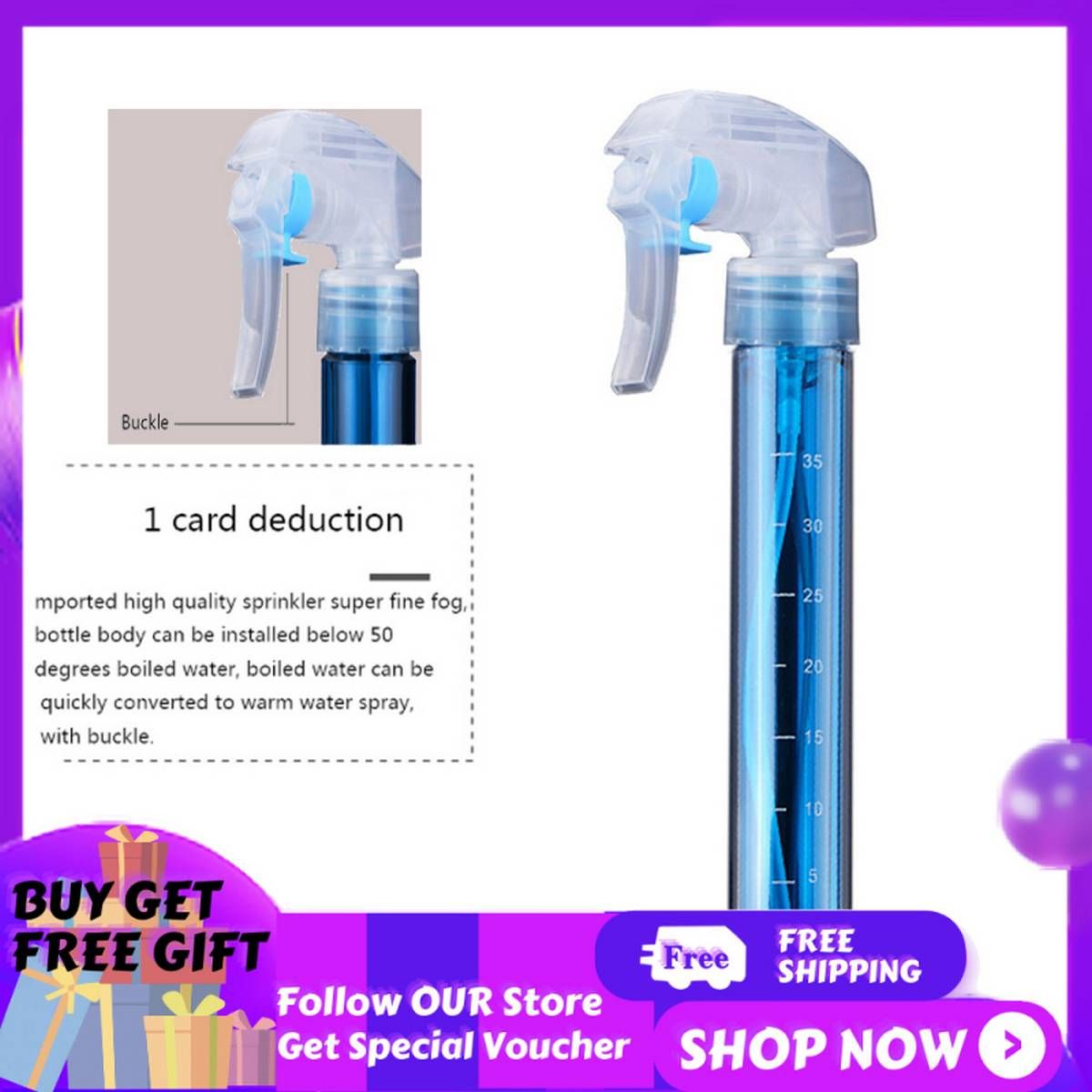 Transparent Colorful High Pressure Spray Bottle Portable Watering Can Beauty Salon Tools Button/Buckle