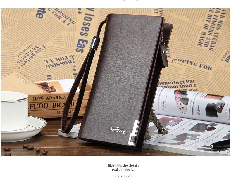 Long Wallet Men Fashion Male business Purse leisure zipper wallet single pull hand bag PU Leather Men Credit Card Holder - Wallet For Men - Money Bag For Men - মানি ব্যাগ