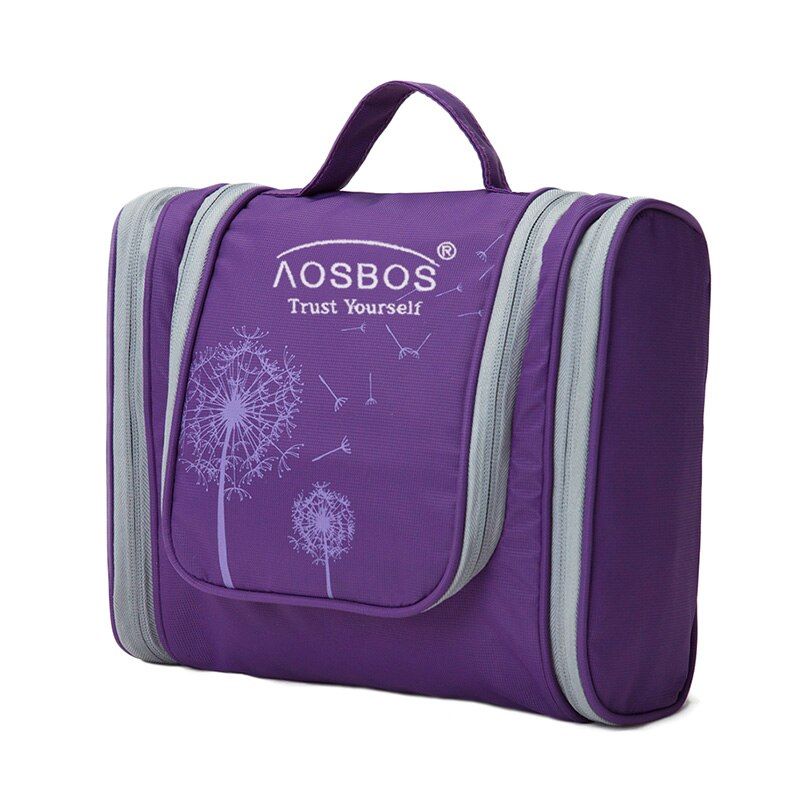 Aosbos Large Waterproof Makeup bag for Women Men Nylon Travel Cosmetic Bag Organizer Case Necessaries Make Up Wash Toiletry Kit
