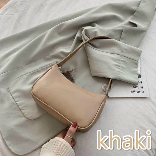 Soft PU Leather Women Purple Underarm Bag Retro Solid Color Ladies Baguette Handbags Fashion Design Girls Small Shoulder Bags(22x8x14cm,)