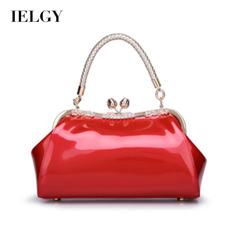 IELGY Women's bag Fashionable Versatile One shoulder Solid color Soft handle With diamonds White Crossbody