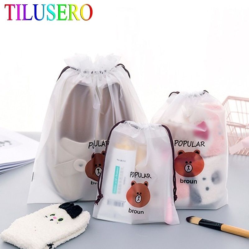 Bear Transparent Cosmetic Bag Travel Makeup Case Women Zipper Make Up Bath Organizer Storage Pouch Toiletry Wash Beaut Kit