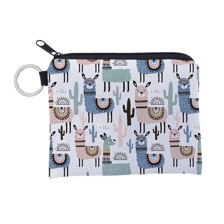 Jomtokoy Alpaca printing waterproof Purse Card Pouch Small Zipper Coin Purse Card Holder Mini Square Wallet lqb3012