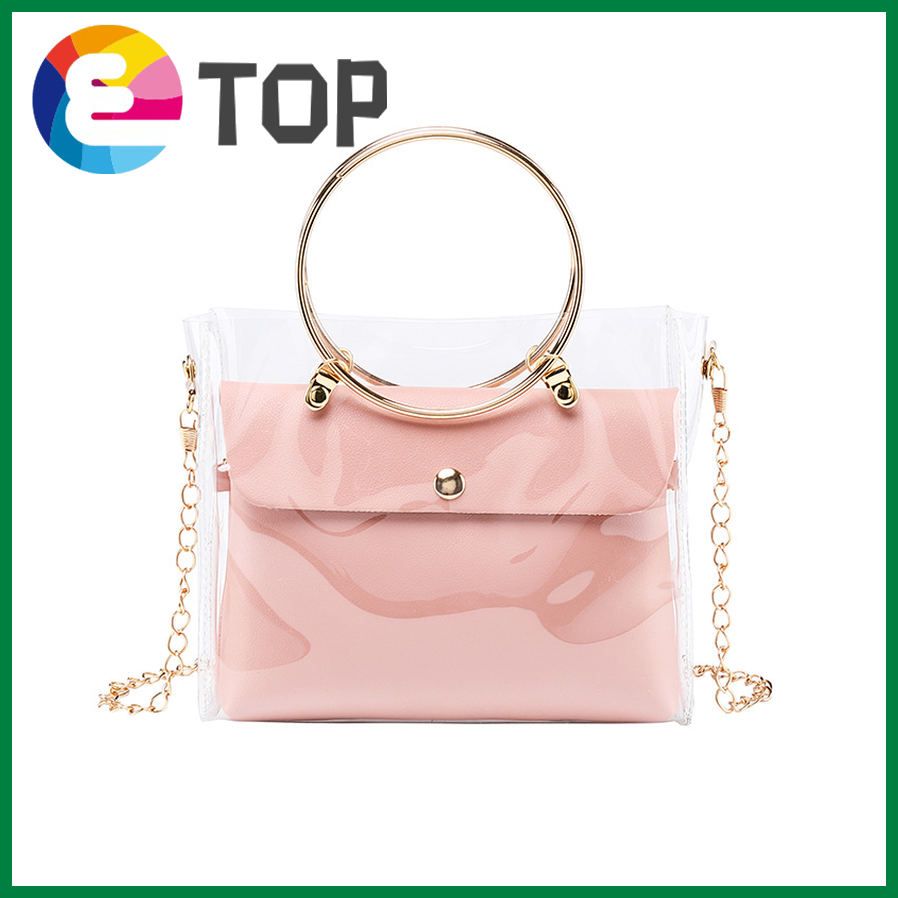 Korean version of jelly bag ladies big iron ring portable PVC summer and autumn ladies two-piece purse