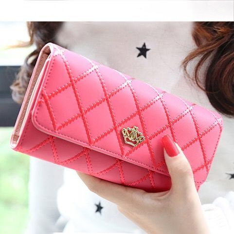 Fashion Leather Lady Long Crown Wallet Card Case Money Bag