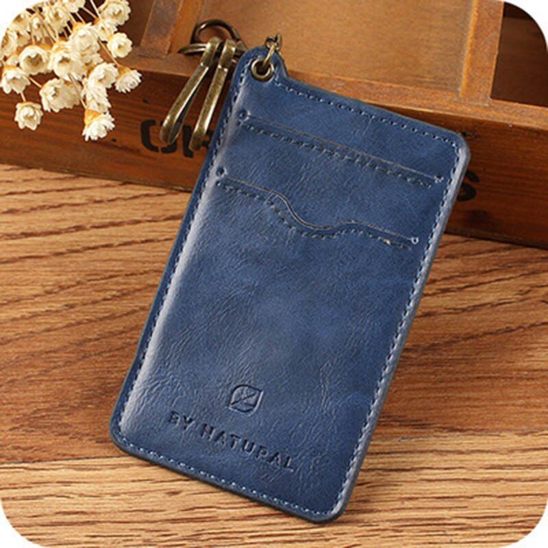 PU Leather Women Card Case Business Card Holder Men Credit Passport Card Bag ID Passport Card Wallet With Keychain