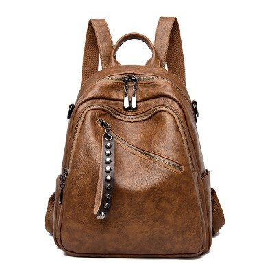 Bagpack School Bags For Teenage Girls Soft Leather Backpacks Vintage Female Shoulder Bags For Women Sac Travel Backpack Mochila