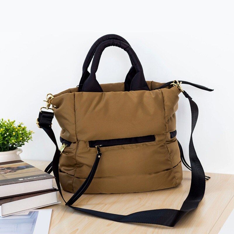 Women Winter Space Bale Hand Casual Cotton Totes Down Feather Padded Lady Shoulder Crossbody Ladies handbag