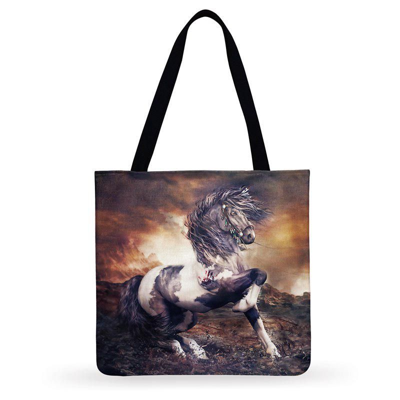 Ladies Shoulder Bag Steed Art Print Tote Bag Women Casual Tote Luxury Painting Horse outdoor Beach Tote Foldable Shopping Bag