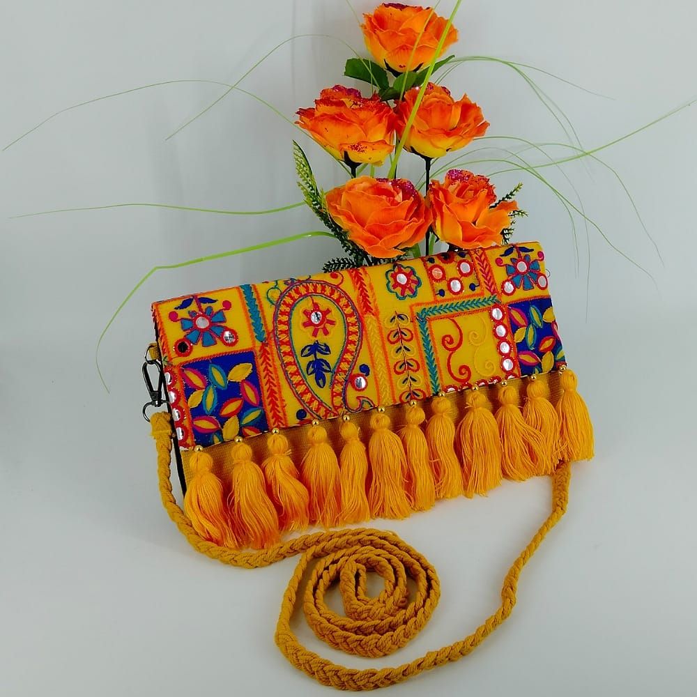 Jute cluch bag with embroidery work