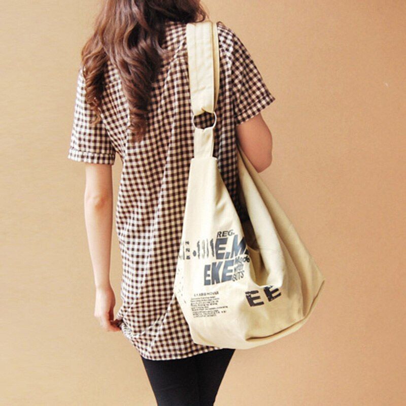 Black Korean Over Shoulder Bags Women Female Irregular Canvas Crossed Body Crossbody Handbags Bag Ladies N Messenger Bags