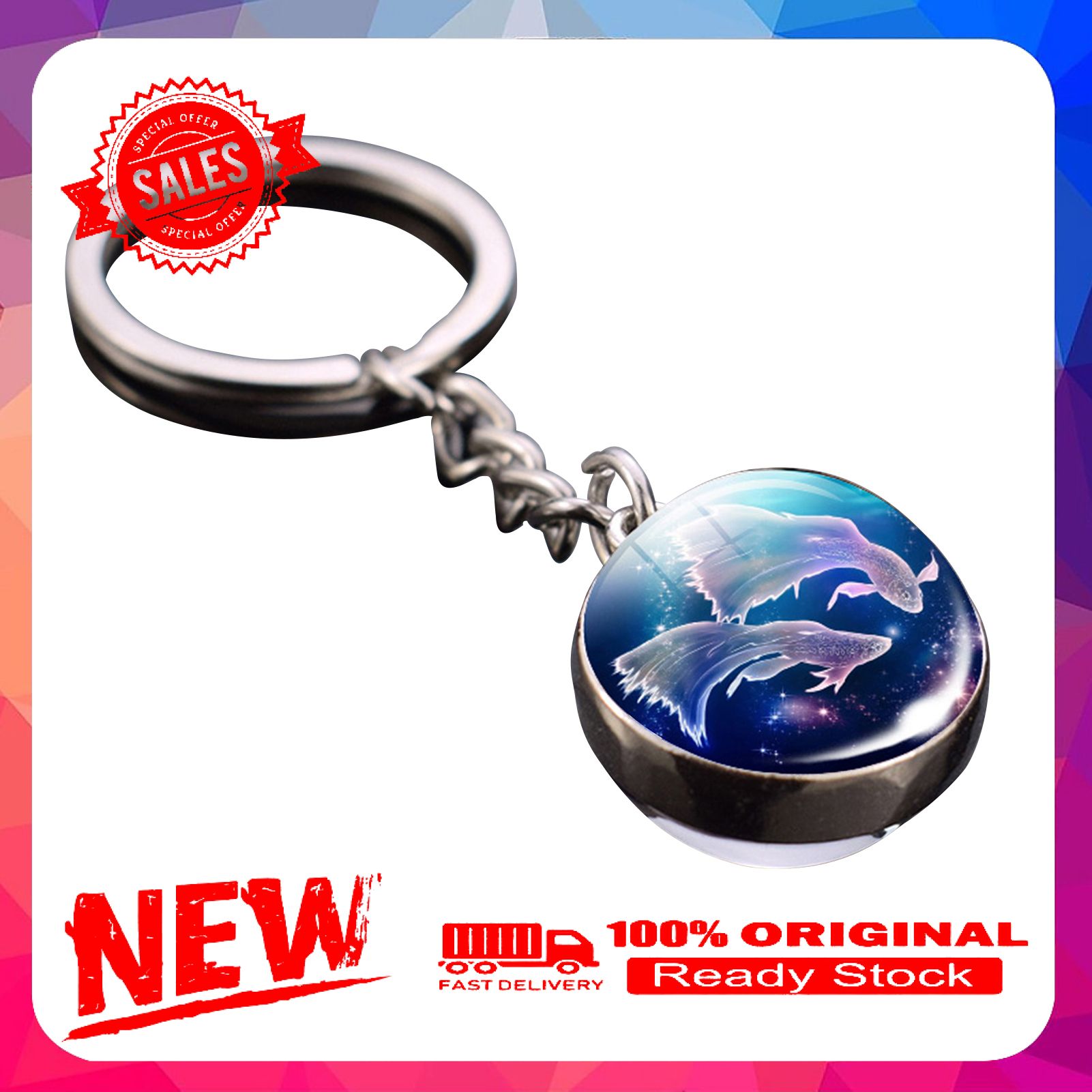 Multi-purpose Key Chain Portable Alloy 12 Constellation Pattern Glow Luminous Keyring Keychain For  Daily Use