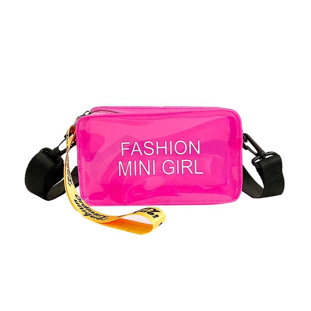 Women Transparent Square Bag Fashion Small Shoulder Messenger Bags Letter Printed Clear Jelly Crossbody Bag Purses #YJ