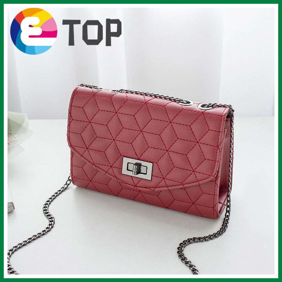 Female bag personality rhombic embroidered one-shoulder chain small square bag Korean crossbody lock bag