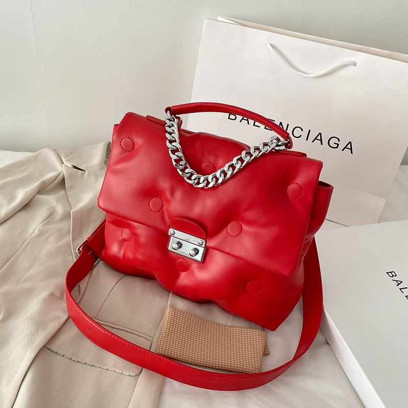 Winter Retro Women's Shoulder padded quilted Bag luxury designer handbag Shopper Bags Space Pad Cotton Female