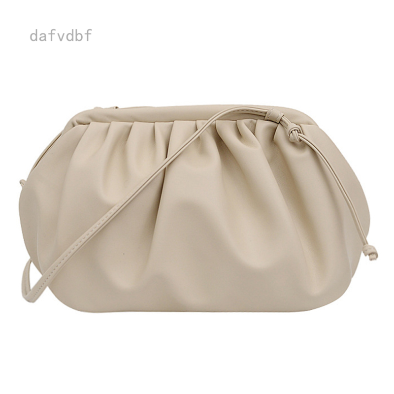 Fashion Cloud Wrapped Soft PU Leather Small Bag Shoulder Slant Dumpling Bag Handbag Day Clutches Bags Messenger Crossbody Bag