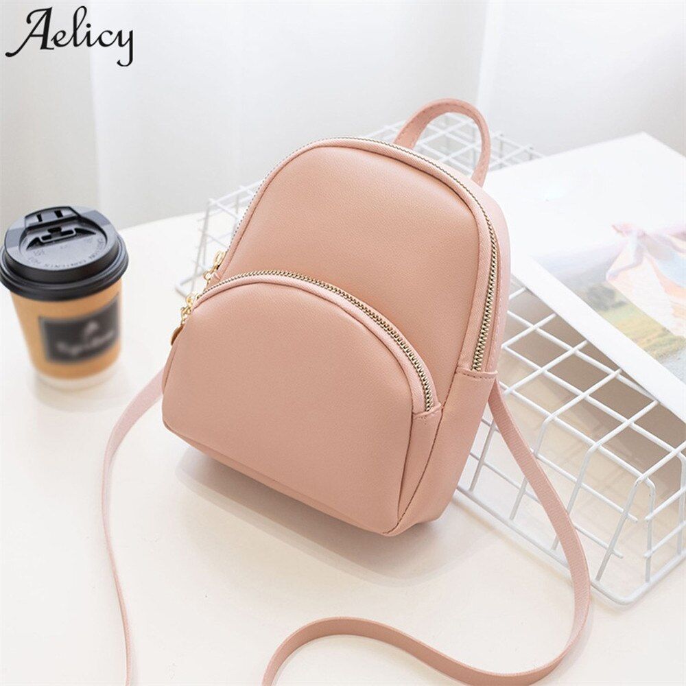 Aelicy backpack women @ elegant leather Headphone hole Girls school Bags Small Travel Bags for ladies mochila feminina drop ship