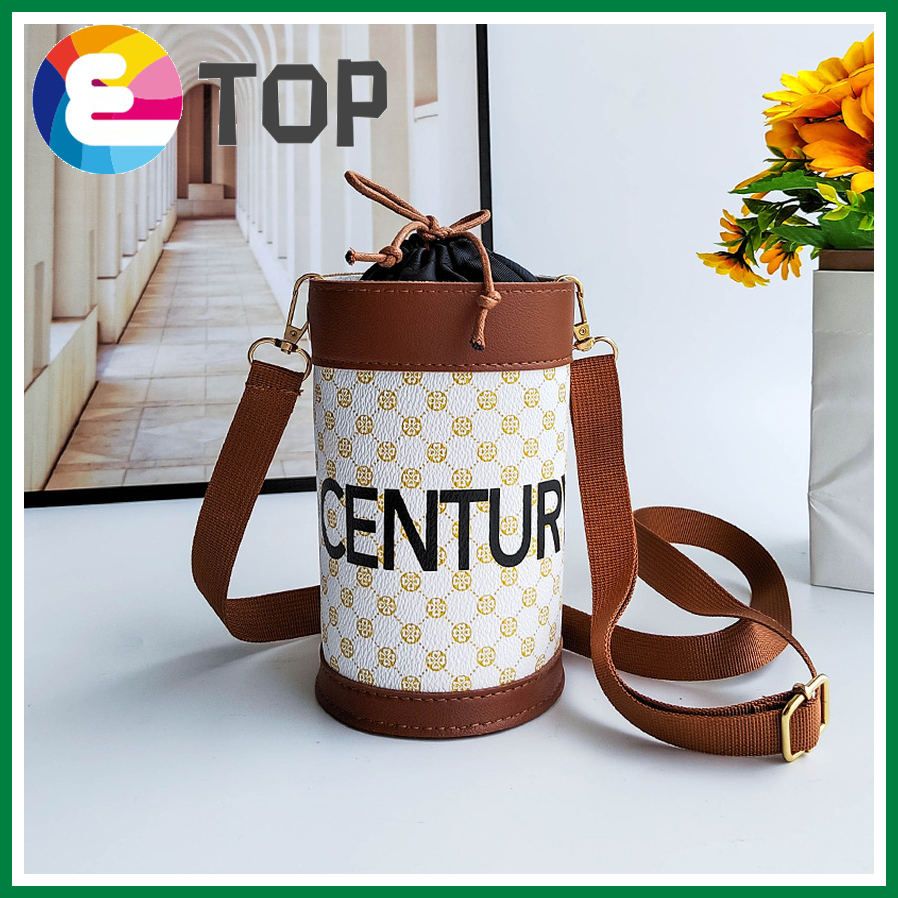 Summer and Autumn Retro Cylindrical Bag Printed Letters Contrasting Color Change Women's Bag Single Shoulder Diagonal