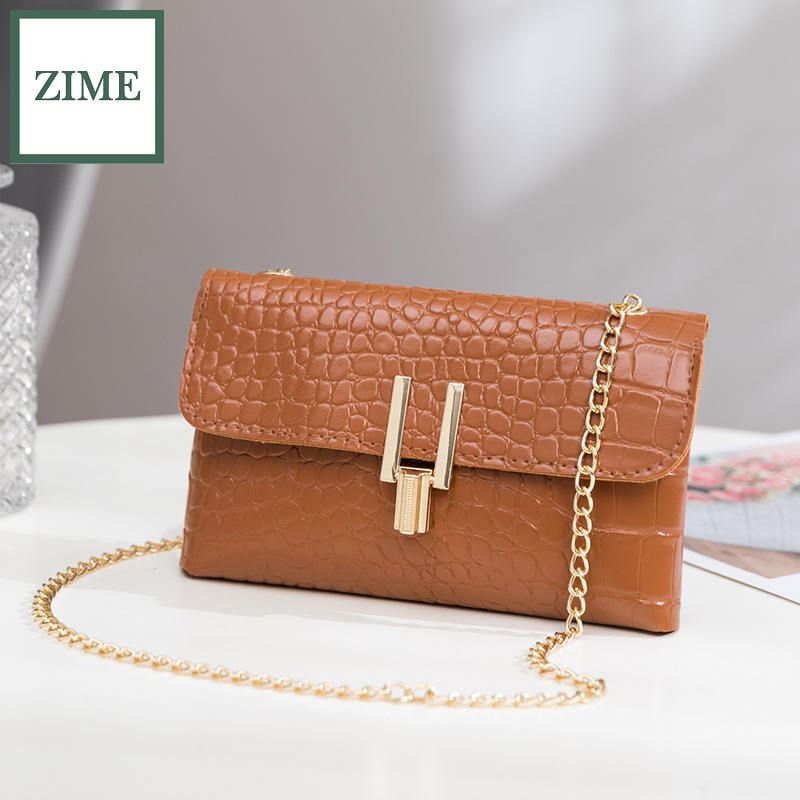 ZIME Small bag summer Korean style crocodile pattern personality round lock ladies shoulder waist bag