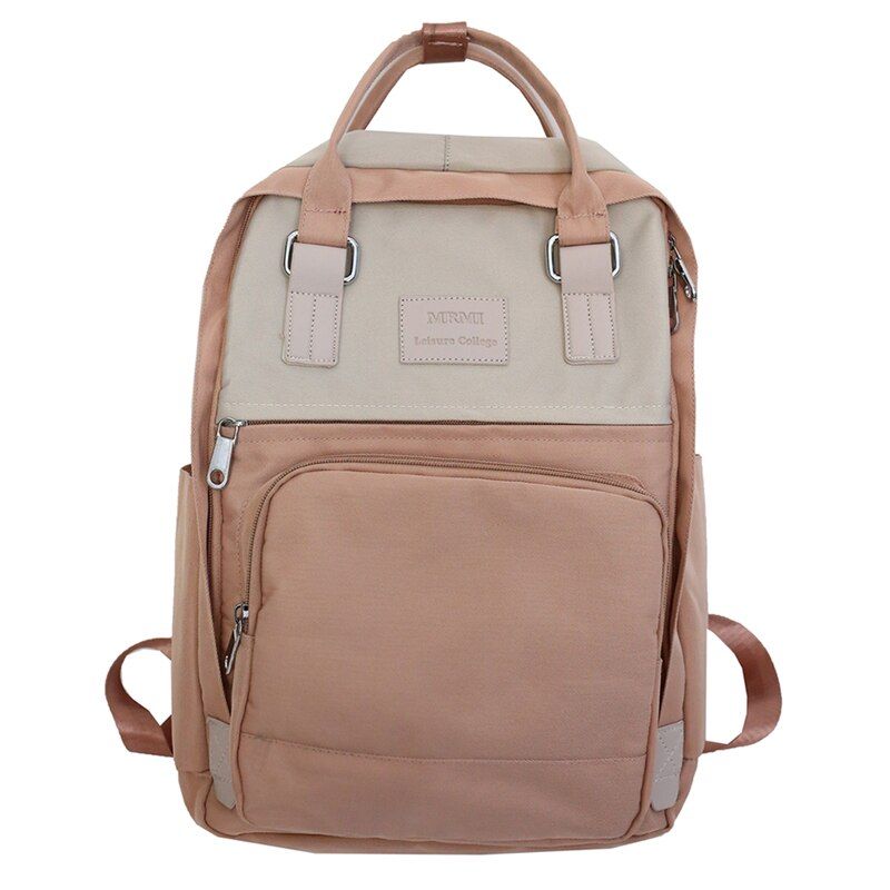 HOCODO Ring buckle Cute Women Backpack Waterproof nylon Colorblock schoolbag for Teenage girls Large Capacity Travel Backpack