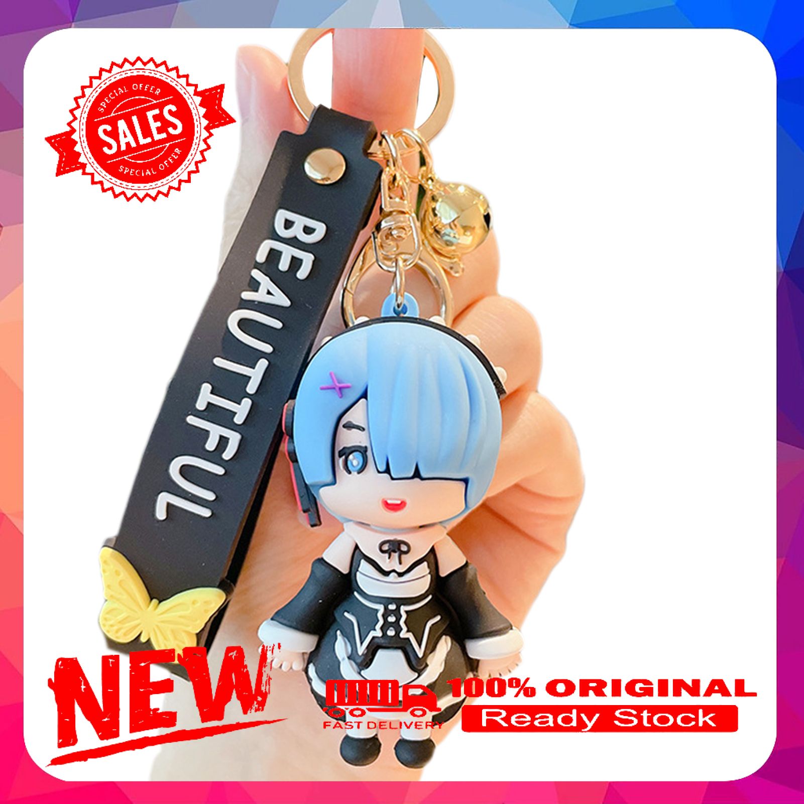 Keychain Zero Starting Life in Another World Decorative PVC Rem Anime Figure Keychain for Gift
