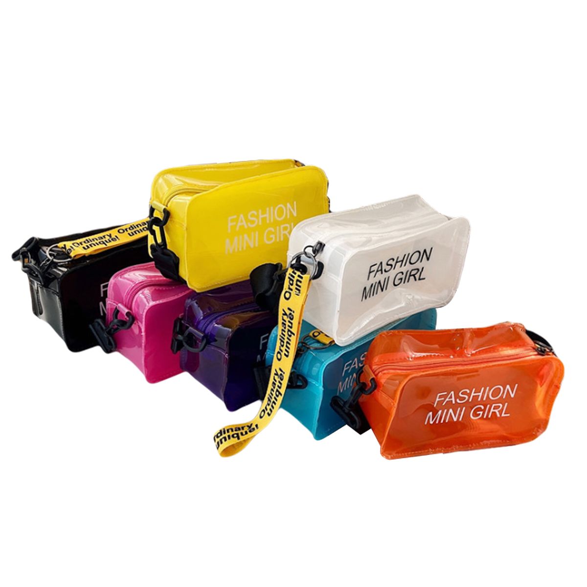 New Kids See-Trough Bags, Cross-Body Pack, Handle Letter Prints Square Bucket-Shape Decorative Girl’s