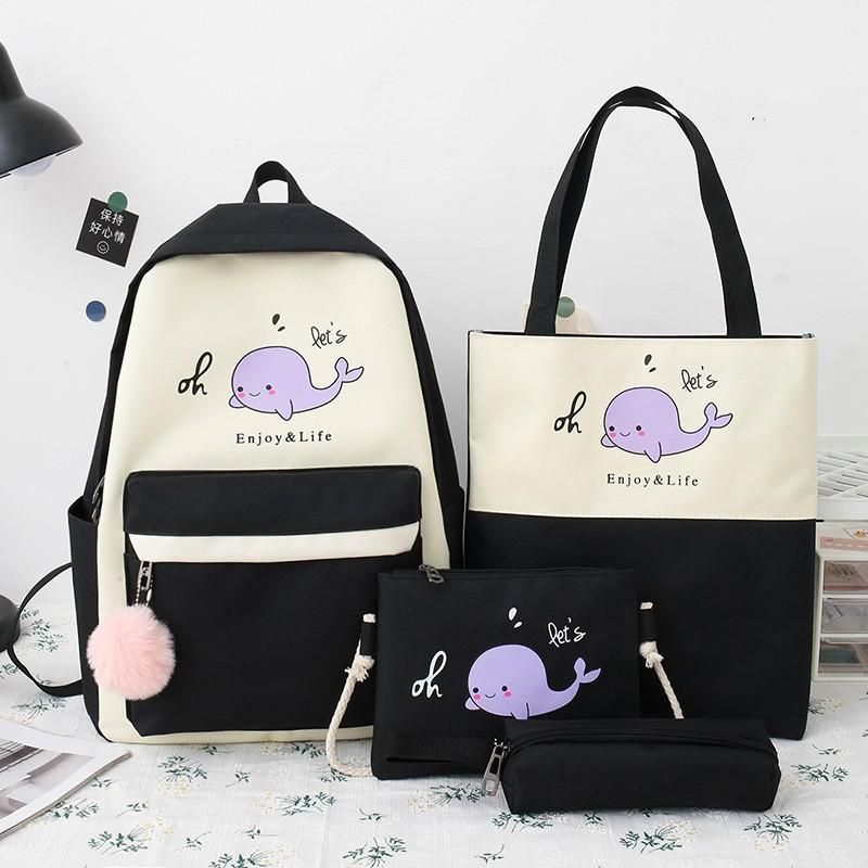 4 piece Set  Schoolbags Teenage Girls Women Backpack Fashion School Bag Casual Female Backpack Classical Laptop Shoulder Bags