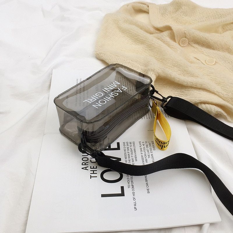 Crossbody Bags for Women Candy Color Letter Fashion Wild Mini Shoulder Messenger Bag PVC Jelly Small Tote Bag 2021