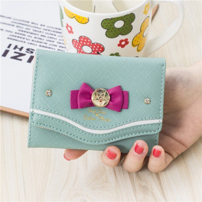 Mini Women's Cute Bows Short Wallet Lady Girls Hasp Card Holder Clutch Coin Purse PU Leather New
